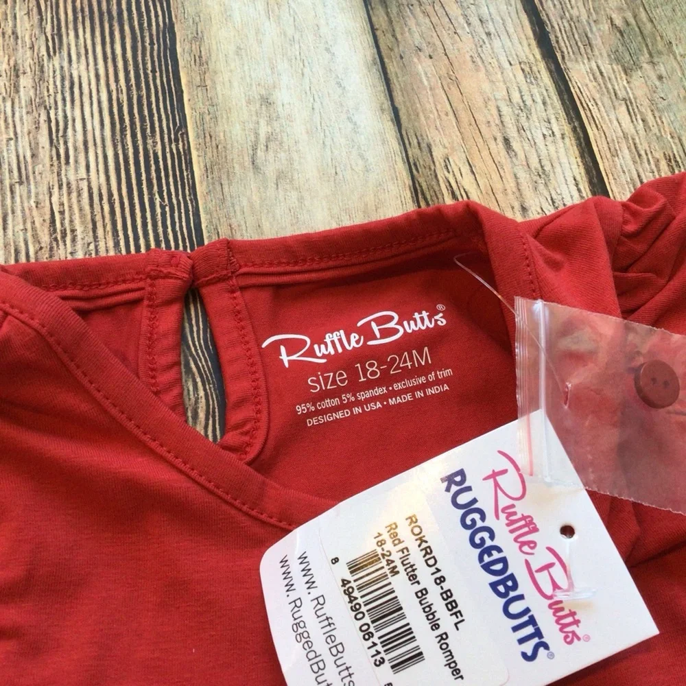 NWT Ruffle Butts Red Flutter Bubble Romper